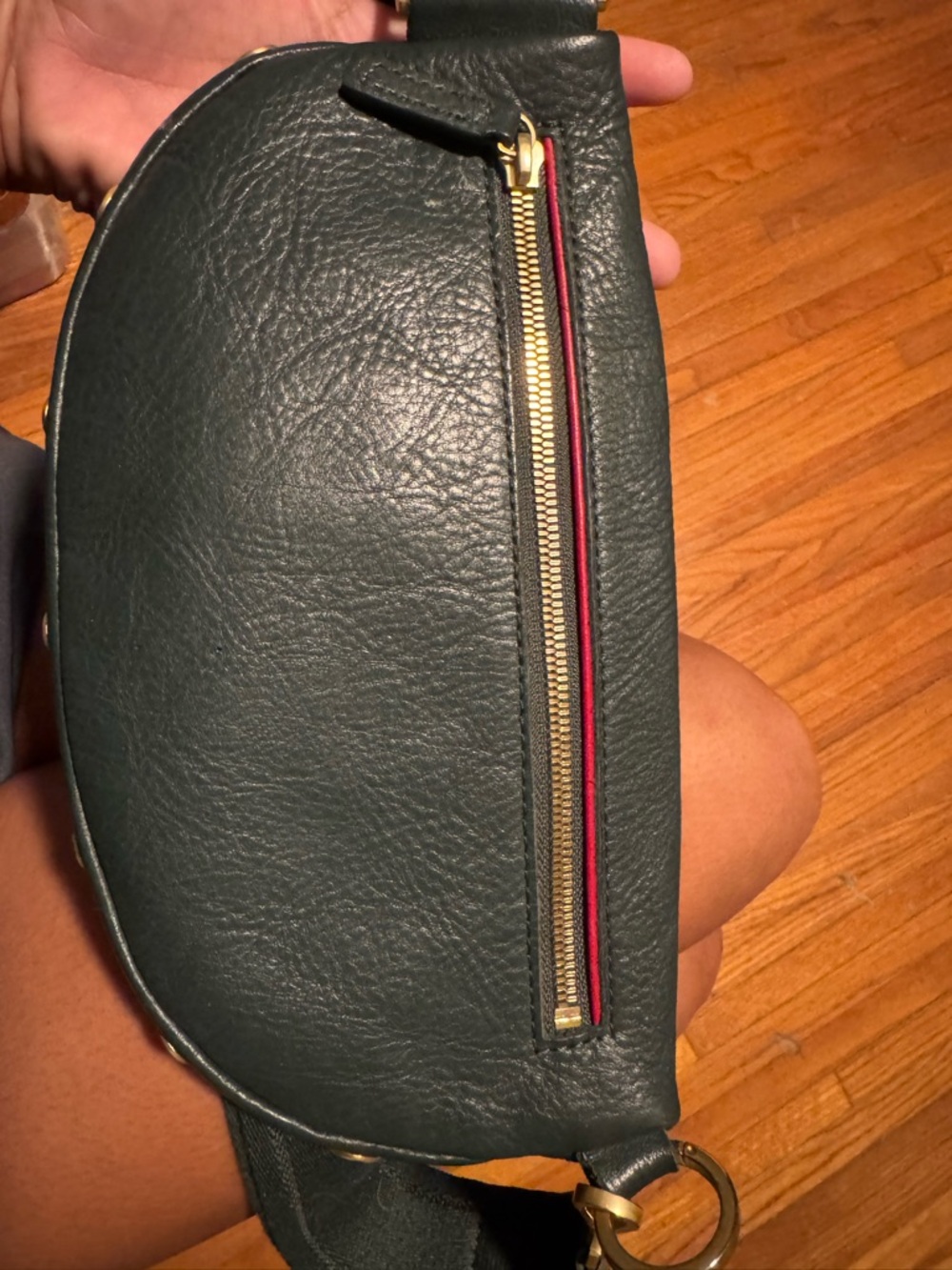 Hammitt dark green Leather Crossbody Belt Bag with Gold Hardware - Picture 4 of 4